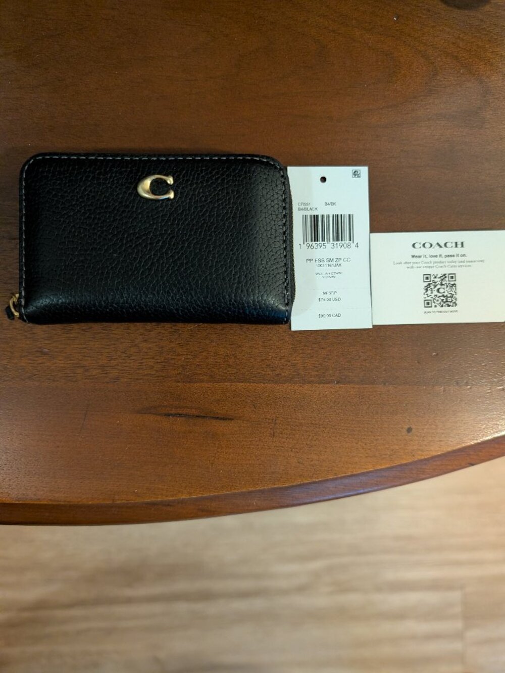Coach small zip around card case